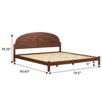 Lit plateforme king size à tête de lit arquée, blanc cérusé/marron, pour 1