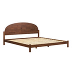 Lit plateforme king size à tête de lit arquée, blanc cérusé/marron, pour 1