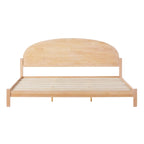 Lit plateforme king size à tête de lit arquée, blanc cérusé/marron, pour 1