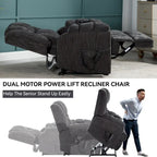 Fauteuil inclinable releveur en chenille grise avec massage et chauffage, 1 personne