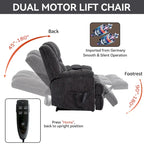 Fauteuil inclinable releveur en chenille grise avec massage et chauffage, 1 personne