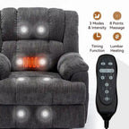 Fauteuil inclinable releveur en chenille grise avec massage et chauffage, 1 personne