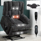 Fauteuil inclinable releveur en chenille grise avec massage et chauffage, 1 personne