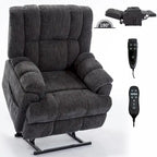 Fauteuil inclinable releveur en chenille grise avec massage et chauffage, 1 personne