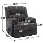 Fauteuil inclinable releveur en chenille grise avec massage et chauffage, 1 personne