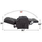 Fauteuil inclinable releveur en chenille grise avec massage et chauffage, 1 personne
