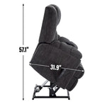 Fauteuil inclinable releveur en chenille grise avec massage et chauffage, 1 personne