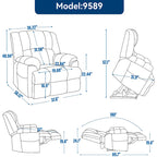 Fauteuil inclinable releveur en chenille grise avec massage et chauffage, 1 personne