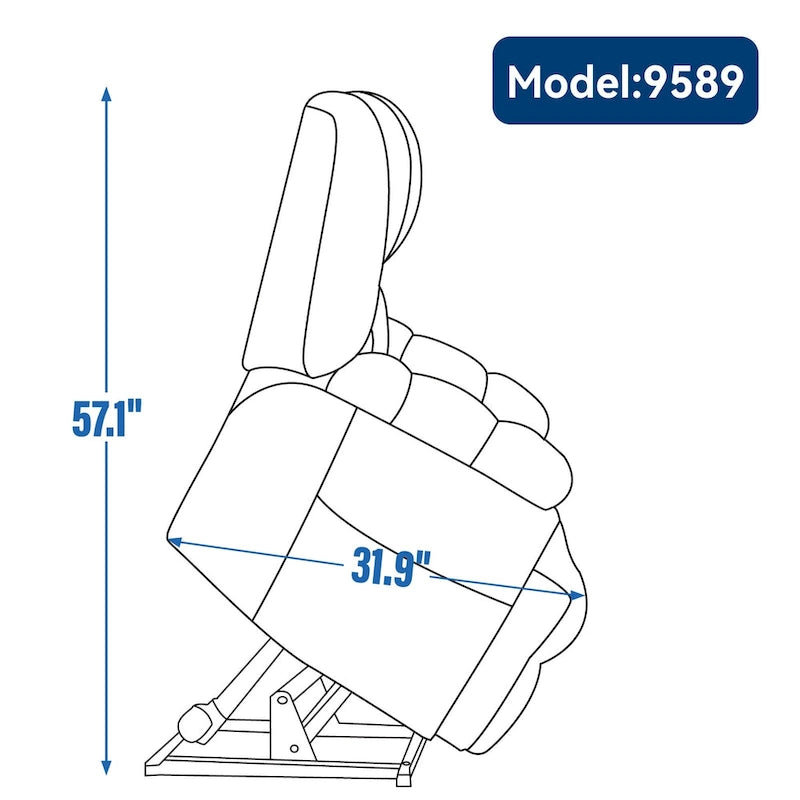 Fauteuil inclinable releveur en chenille grise avec massage et chauffage, 1 personne