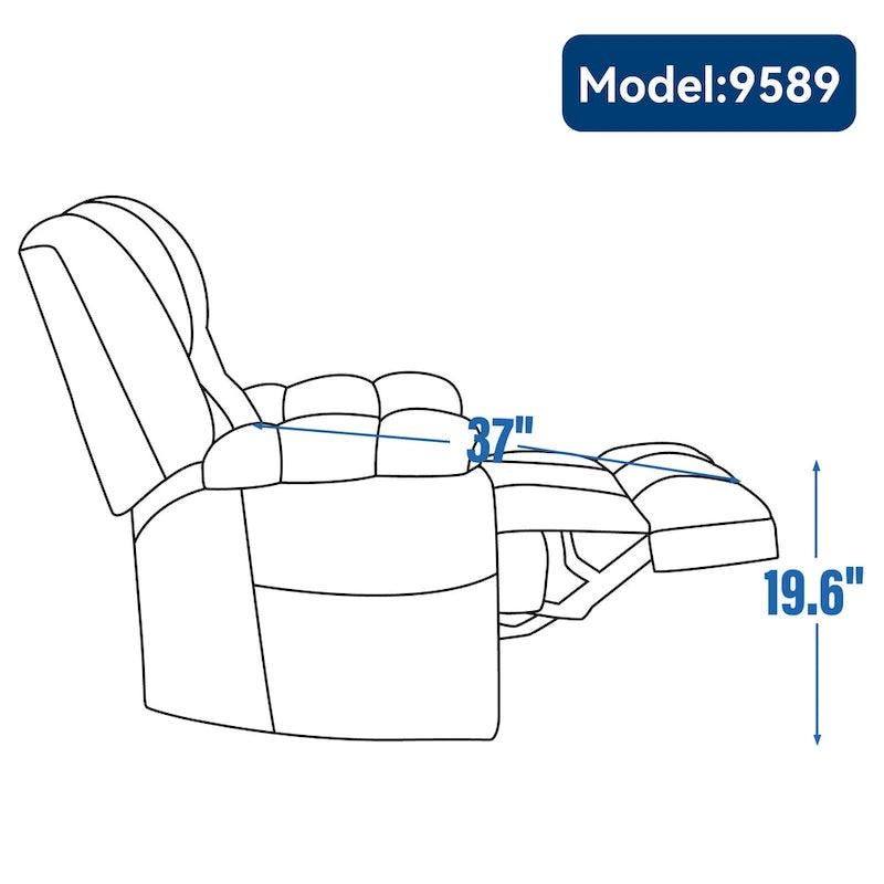Fauteuil inclinable releveur en chenille grise avec massage et chauffage, 1 personne