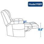 Fauteuil inclinable releveur en chenille grise avec massage et chauffage, 1 personne