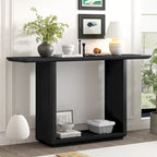 Console noire / marron / naturelle avec base en U et coins arrondis
