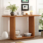Console noire / marron / naturelle avec base en U et coins arrondis
