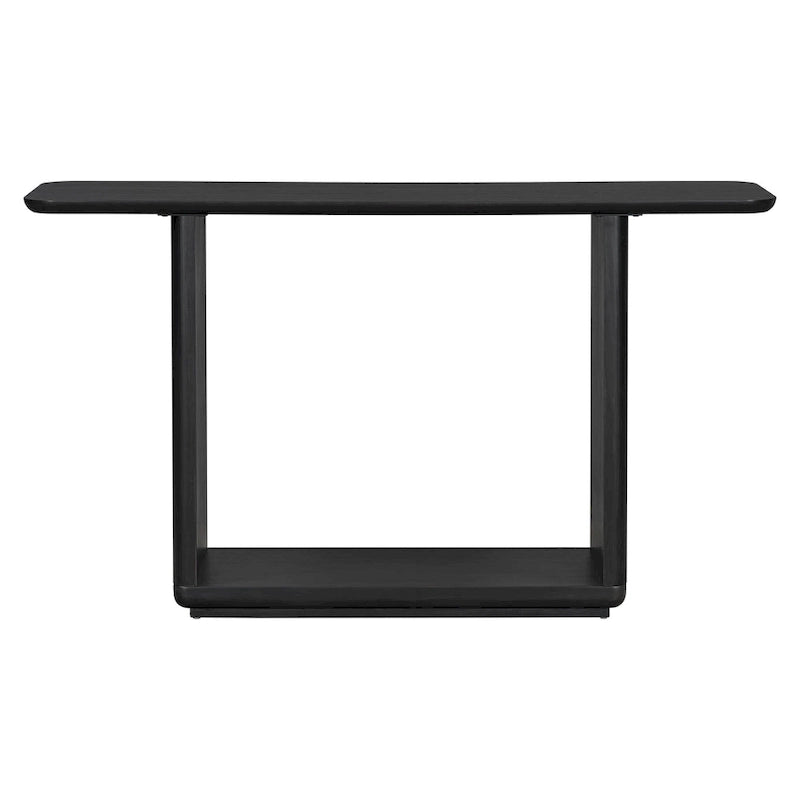 Console noire / marron / naturelle avec base en U et coins arrondis