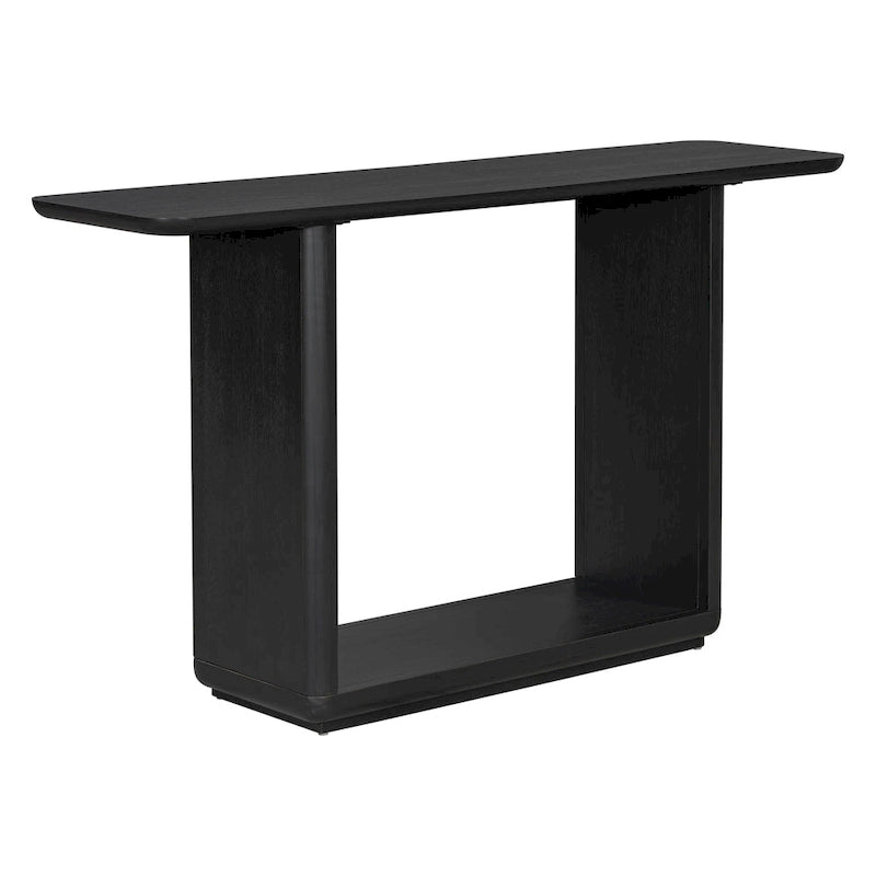 Console noire / marron / naturelle avec base en U et coins arrondis