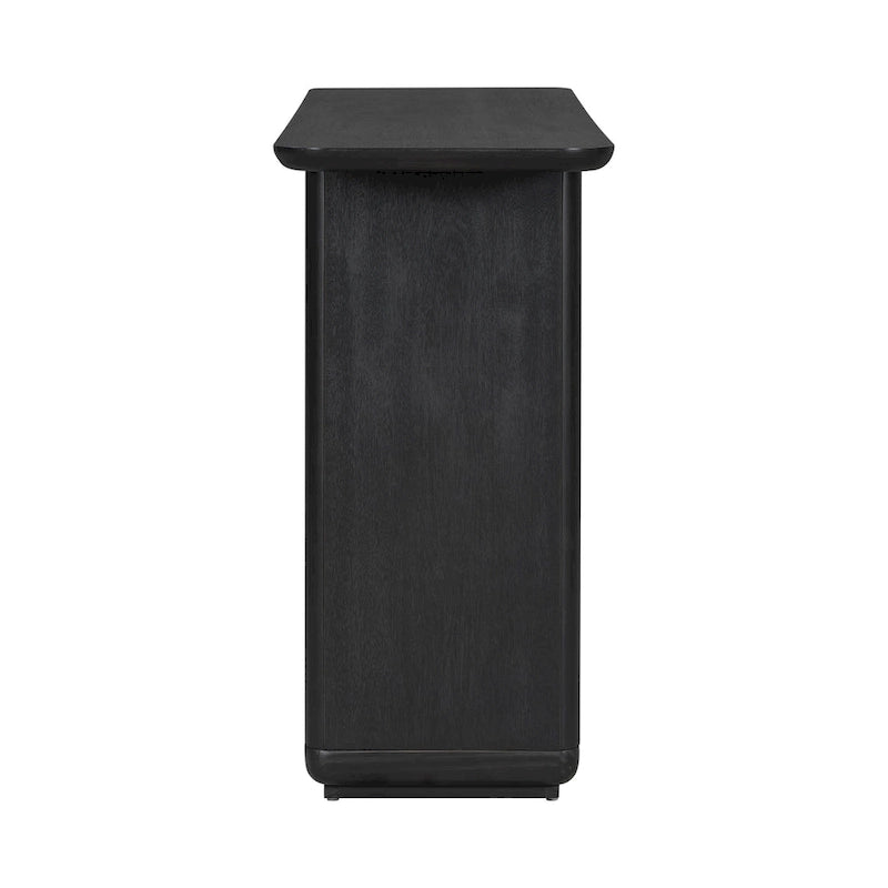 Console noire / marron / naturelle avec base en U et coins arrondis