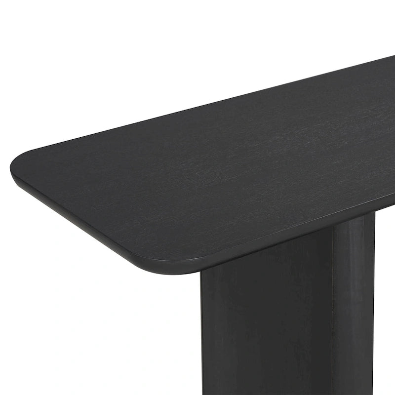 Console noire / marron / naturelle avec base en U et coins arrondis