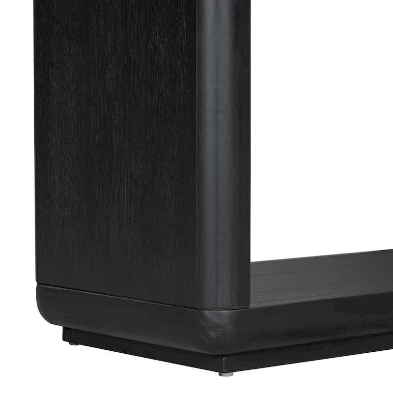 Console noire / marron / naturelle avec base en U et coins arrondis