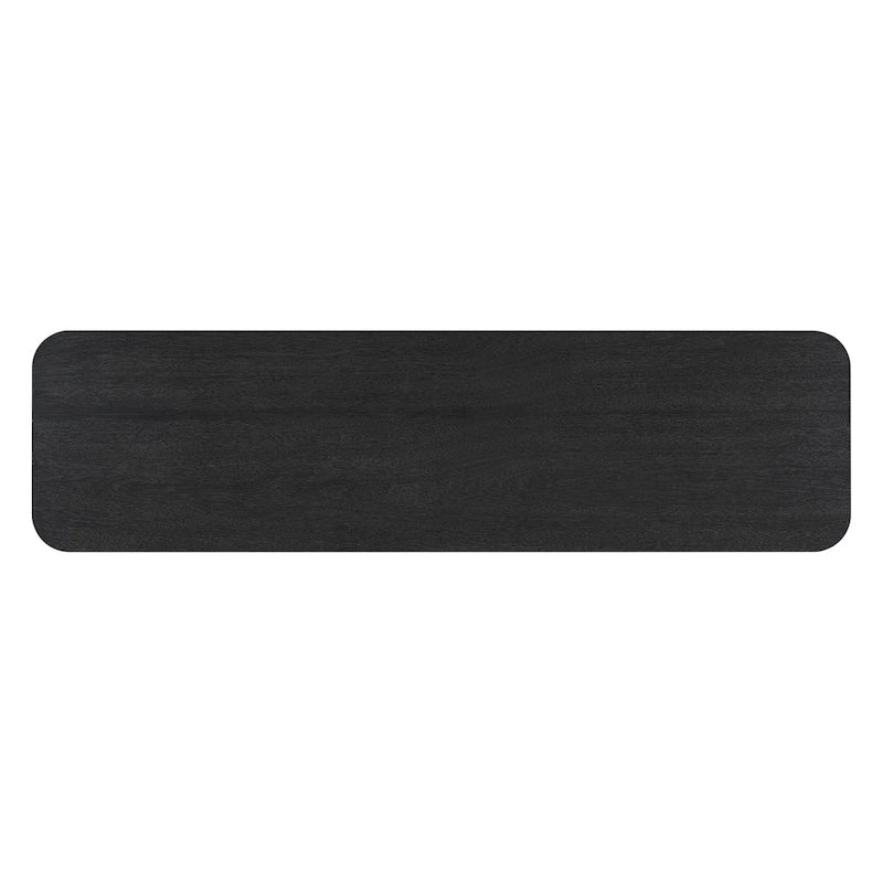 Console noire / marron / naturelle avec base en U et coins arrondis
