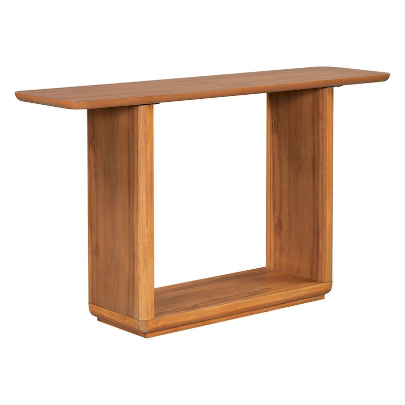 Console noire / marron / naturelle avec base en U et coins arrondis