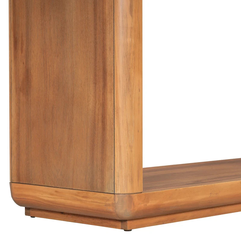 Console noire / marron / naturelle avec base en U et coins arrondis