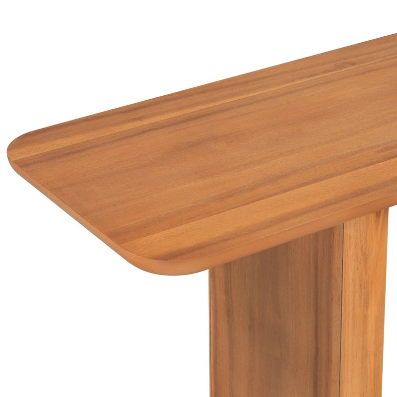 Console noire / marron / naturelle avec base en U et coins arrondis