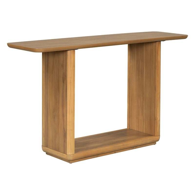 Console noire / marron / naturelle avec base en U et coins arrondis