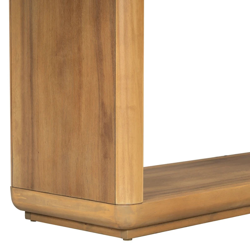 Console noire / marron / naturelle avec base en U et coins arrondis