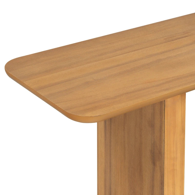 Console noire / marron / naturelle avec base en U et coins arrondis