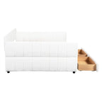 Lit de repos capitonné Queen gris avec tiroirs de rangement et ports USB, couchage simple