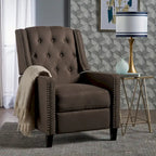 Fauteuil inclinable à dossier basculant en tissu marron / gris foncé / sarcelle, une place