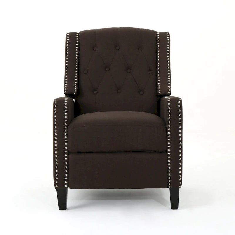 Fauteuil inclinable à dossier basculant en tissu marron / gris foncé / sarcelle, une place