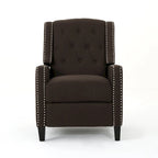 Fauteuil inclinable à dossier basculant en tissu marron / gris foncé / sarcelle, une place