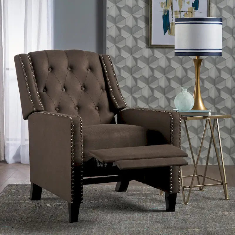 Fauteuil inclinable à dossier basculant en tissu marron / gris foncé / sarcelle, une place