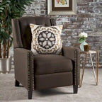 Fauteuil inclinable à dossier basculant en tissu marron / gris foncé / sarcelle, une place