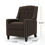 Fauteuil inclinable à dossier basculant en tissu marron / gris foncé / sarcelle, une place