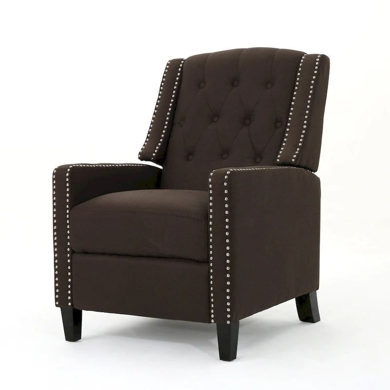 Fauteuil inclinable à dossier basculant en tissu marron / gris foncé / sarcelle, une place