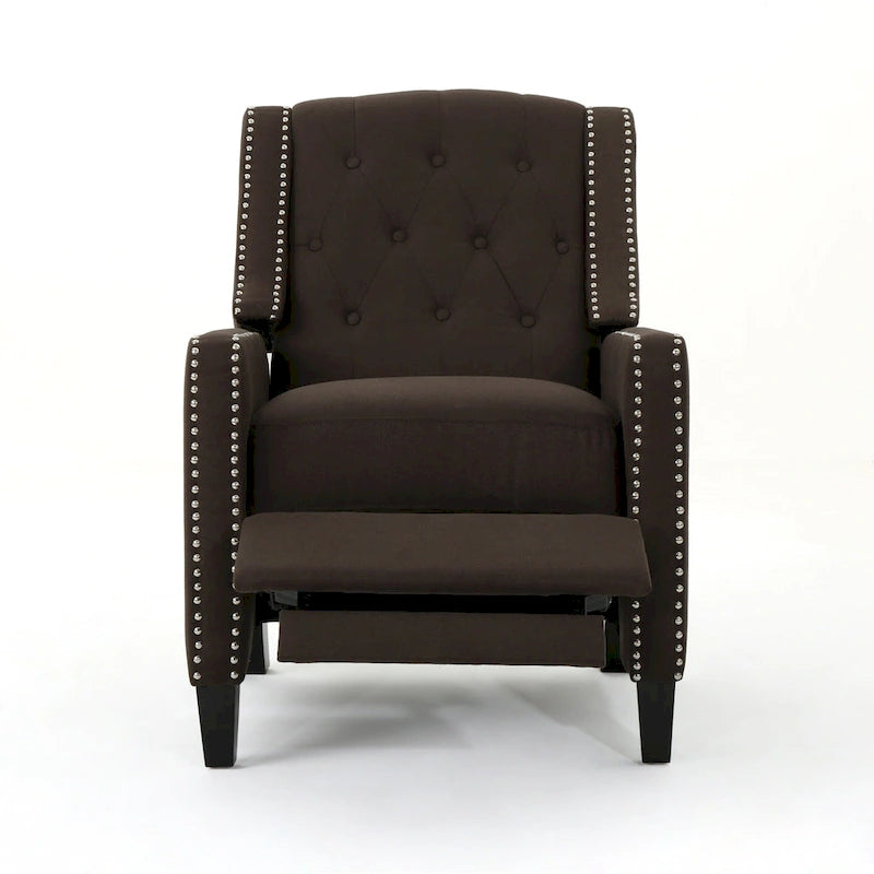 Fauteuil inclinable à dossier basculant en tissu marron / gris foncé / sarcelle, une place