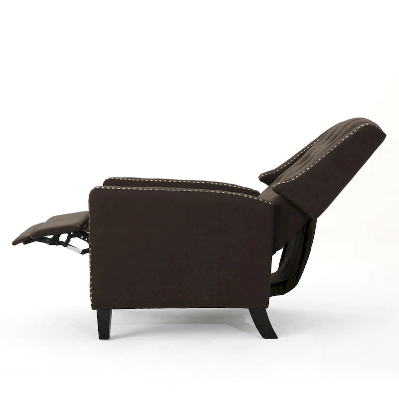 Fauteuil inclinable à dossier basculant en tissu marron / gris foncé / sarcelle, une place