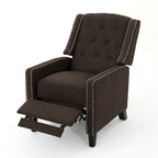 Fauteuil inclinable à dossier basculant en tissu marron / gris foncé / sarcelle, une place