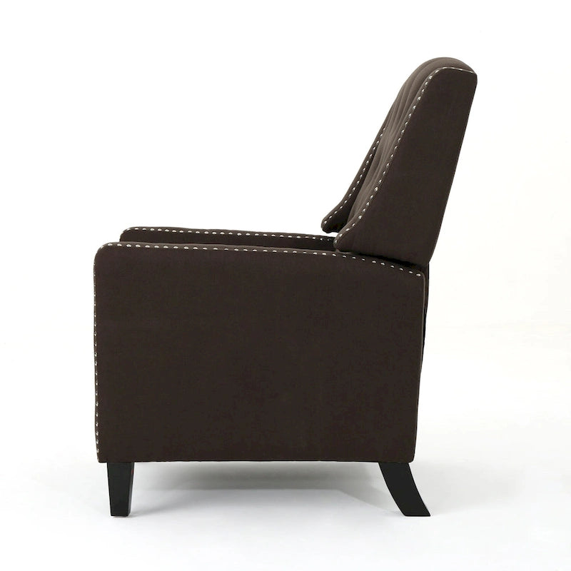 Fauteuil inclinable à dossier basculant en tissu marron / gris foncé / sarcelle, une place