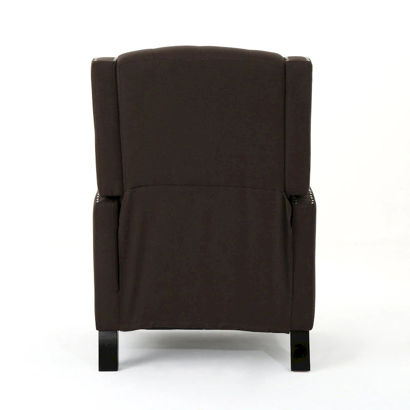 Fauteuil inclinable à dossier basculant en tissu marron / gris foncé / sarcelle, une place