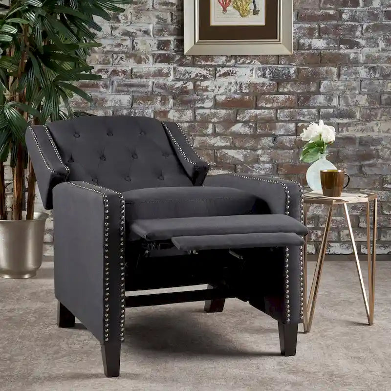 Fauteuil inclinable à dossier basculant en tissu marron / gris foncé / sarcelle, une place
