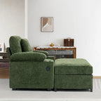 Fauteuil de relaxation vert surdimensionné avec ottoman, 1 place