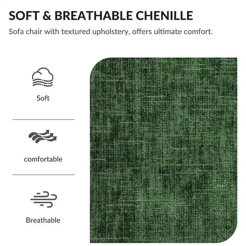 Fauteuil de relaxation vert surdimensionné avec ottoman, 1 place