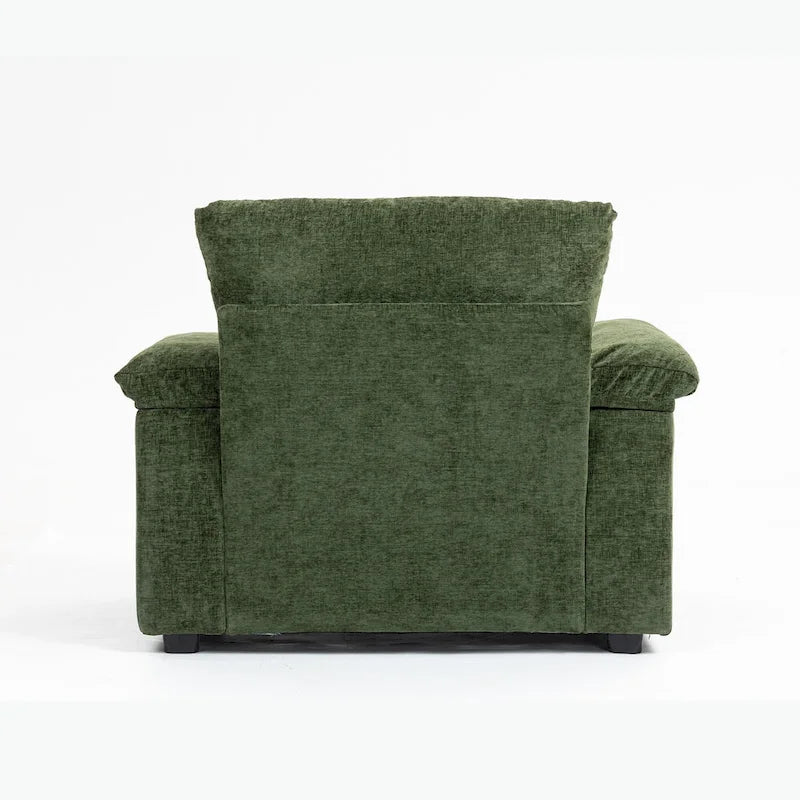 Fauteuil de relaxation vert surdimensionné avec ottoman, 1 place