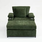 Fauteuil de relaxation vert surdimensionné avec ottoman, 1 place