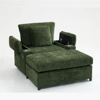 Fauteuil de relaxation vert surdimensionné avec ottoman, 1 place