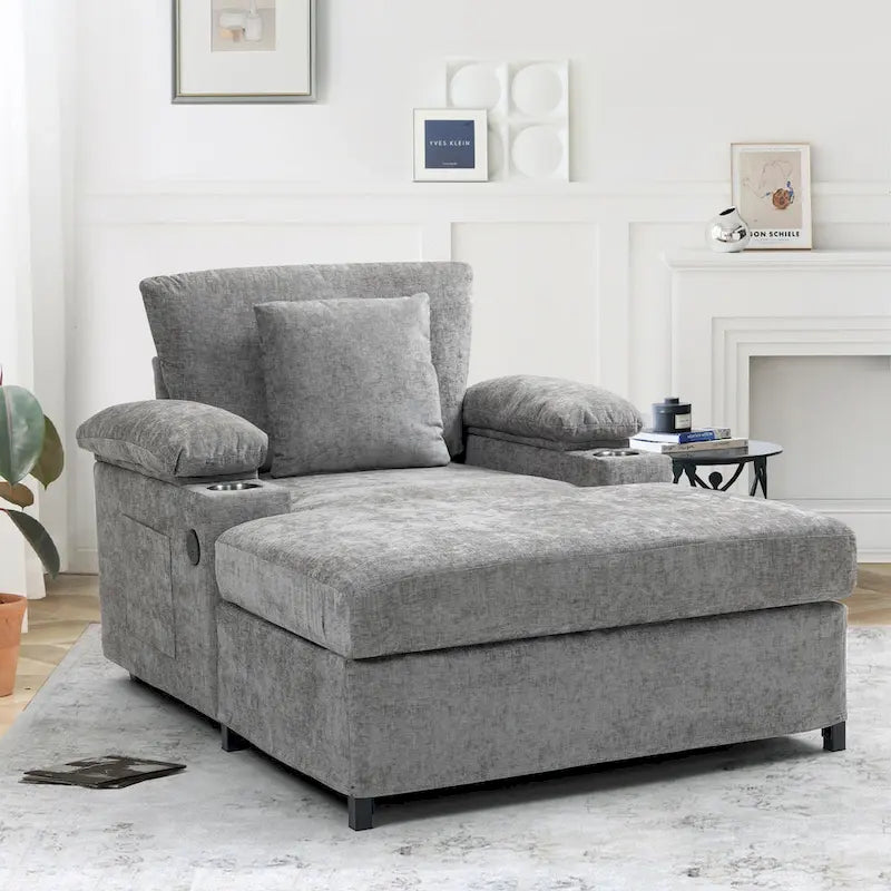 Fauteuil de relaxation vert surdimensionné avec ottoman, 1 place