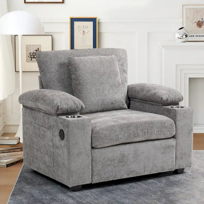 Fauteuil de relaxation vert surdimensionné avec ottoman, 1 place